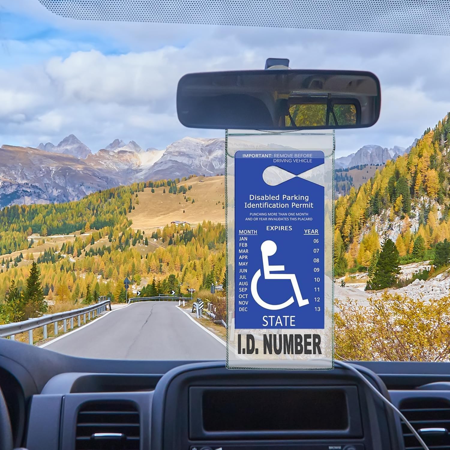 Handicap Placard Holder for Auto, 10.6" x 5", Ultra Transparent Disabled Parking Placard Protector Hanger Sleeve - Pack of 2, with Plastic Large Hanger