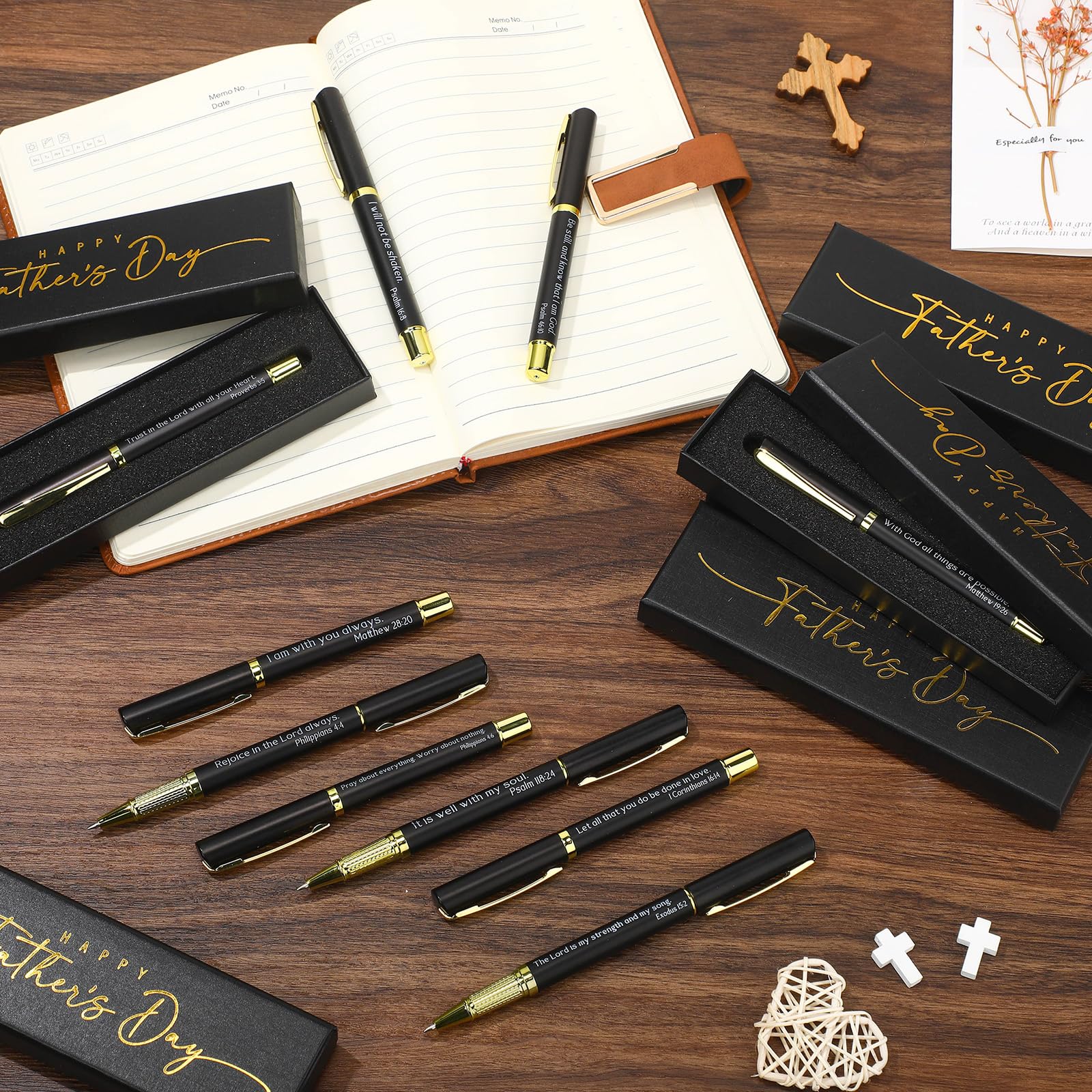 Spakon 30 Set Father's Day Gifts for Church Bulk Inspirational Bible Verse Pen Religious Christian Pens with Box Faith Based Christian Gifts for Men Pastor Office Church Welcome Favor Sunday School