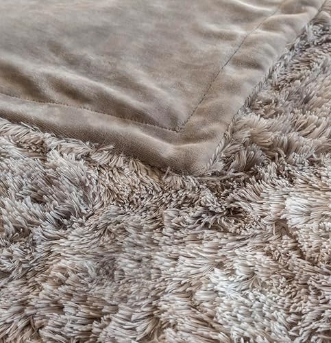 Miniatura 4 de COOVA Manta de felpa de piel sintética y franela de vellón de tamaño individual de 66 x 90 pulgadas para cama, lujosa para todas las estaciones,