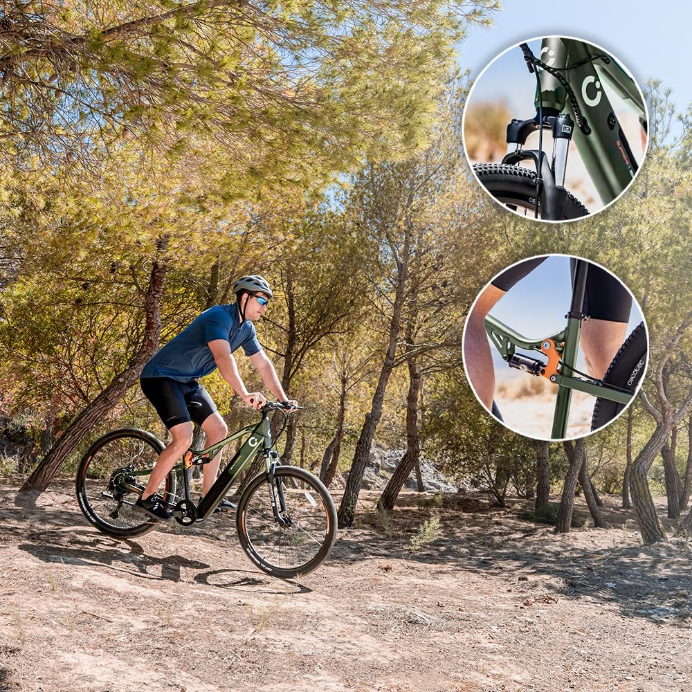 Cecotec Bicicleta Eléctrica de Montaña 29" Supreme. 120Km de Autonomía, Doble Suspensión, Cambio Shimano Cues de 10 Velocidades y Doble Disco de Freno Hidráulico Tektro