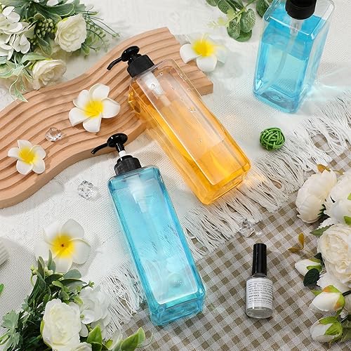 Miniatura 5 de Paquete de 20 botellas vacías de plástico de 16 onzas  16.9 fl oz, recipientes recargables para champú con bomba, botellas dispensadoras de jabón