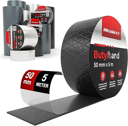 Cinta adhesiva impermeable de butilo, 5 cm x 5 m,