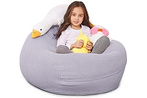 Soft Grey Bean Bag Cover | Kids Plush Toy Storage Organizer