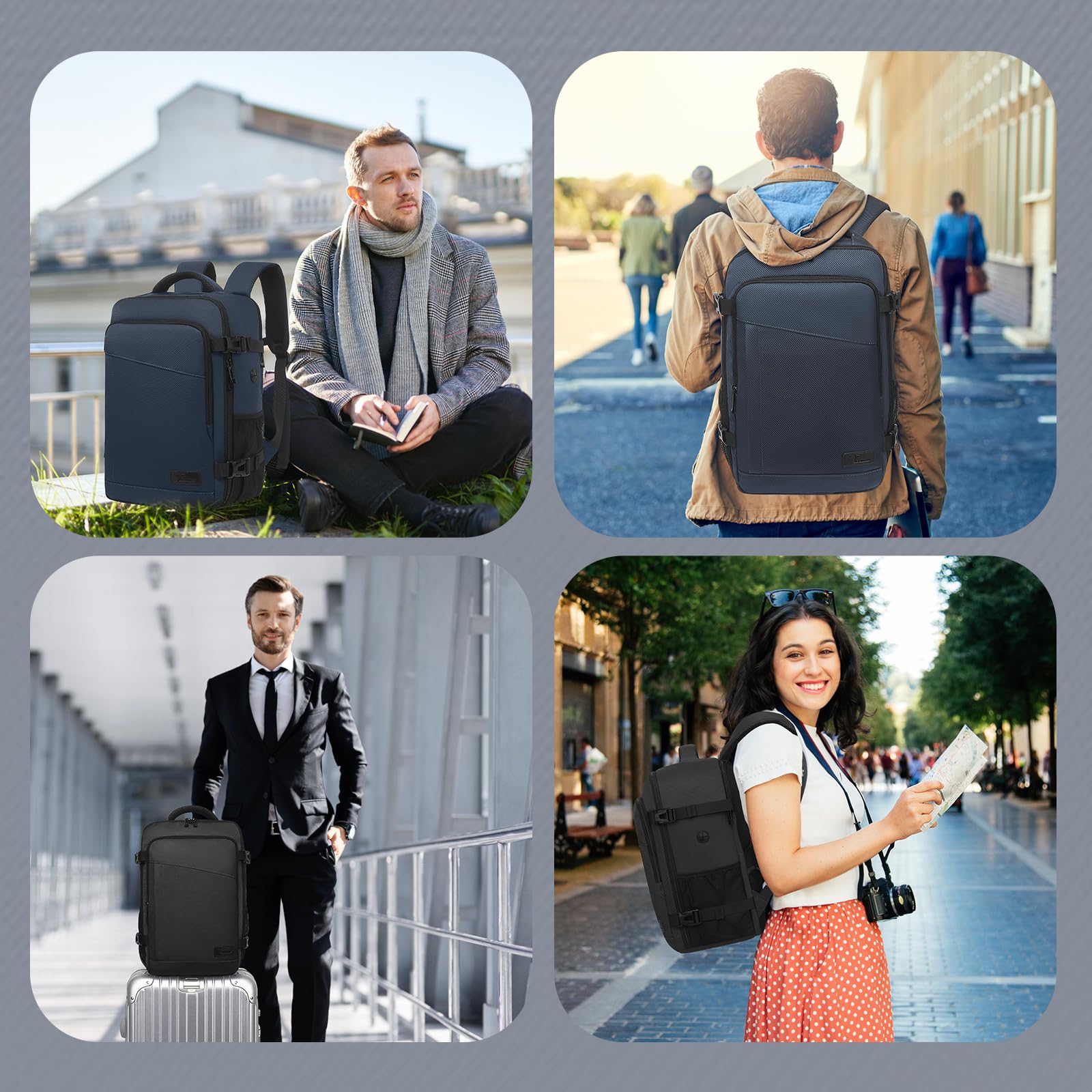Yankony Mochila Viaje Cabina Avion 40x20x25 para Ryanair Travel Backpack 20L con Compartimiento para Portátil de 14 Pulgadas Impermeable y Antirrobo Equipaje De Mano Hombre Mujer