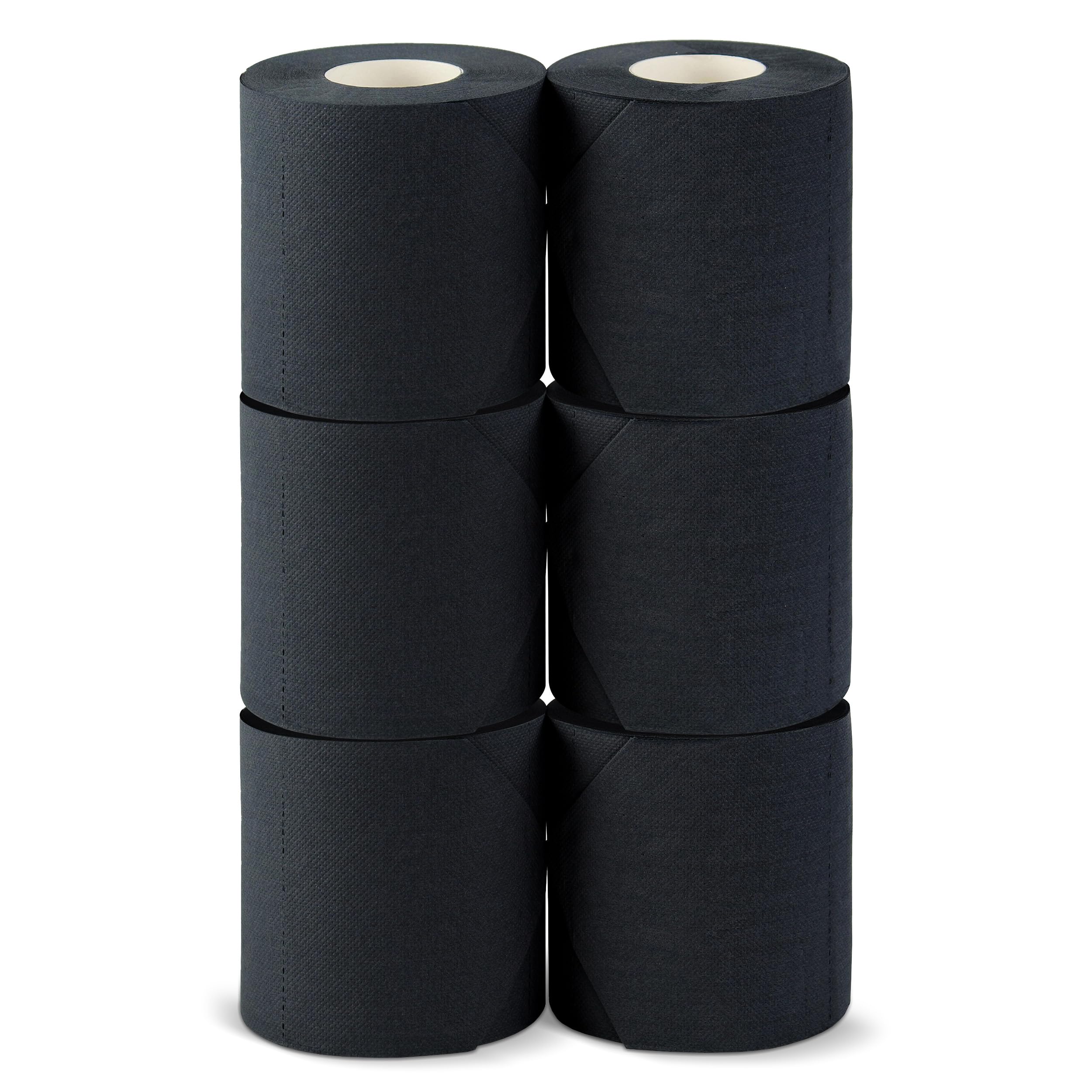 6 Pack of Black Toilet Paper Rolls - 3 Ply Black Bath Tissue Colored Toilet Paper Rolls for Bathroom