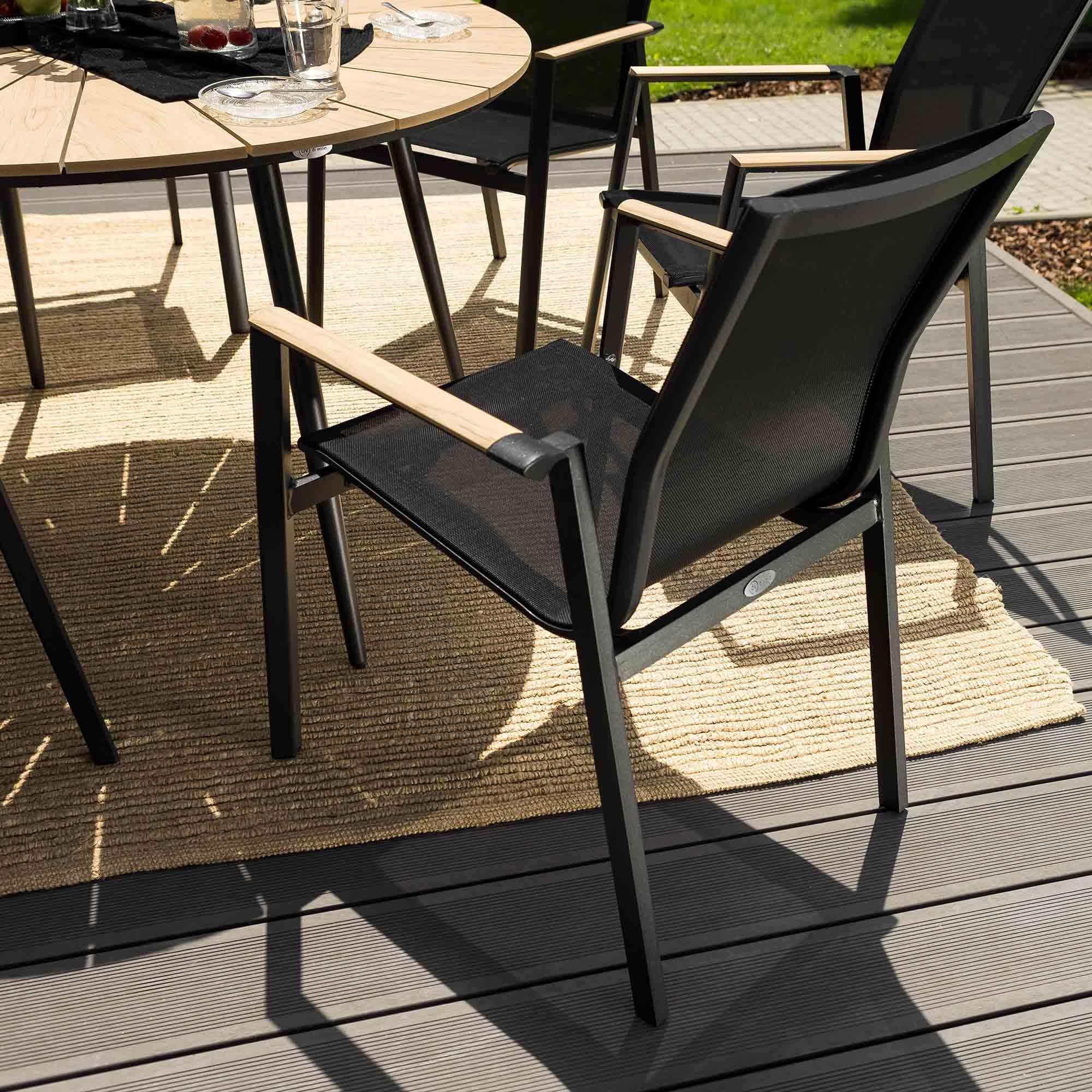 di volio Gartentisch Palermo ø 120 cm, rund - Gartentisch - wetterfest & langlebig, aus Aluminium, Holzoptik (Beige)