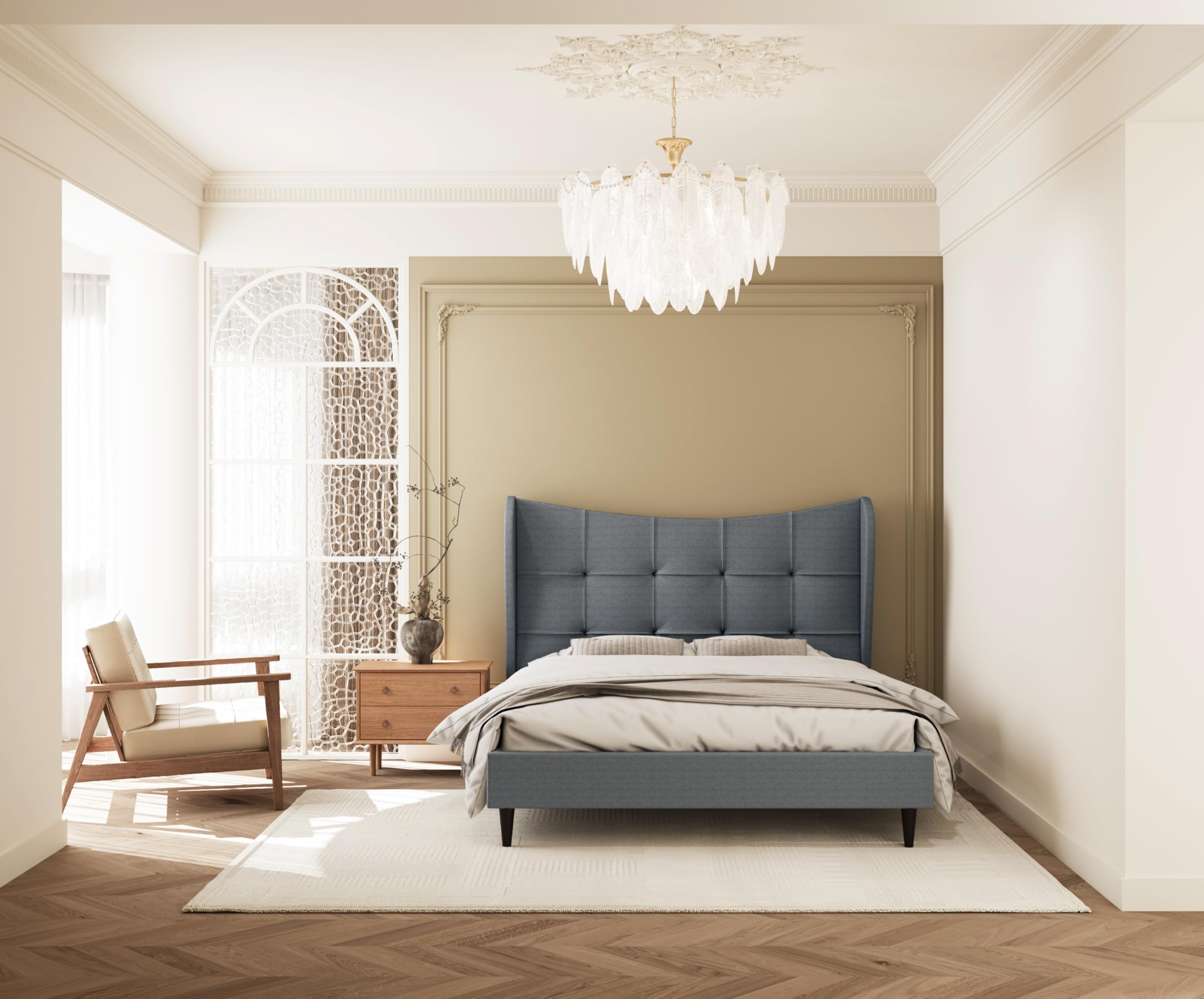 Seconique Verona 4'6" Double Bed in Grey Fabric
