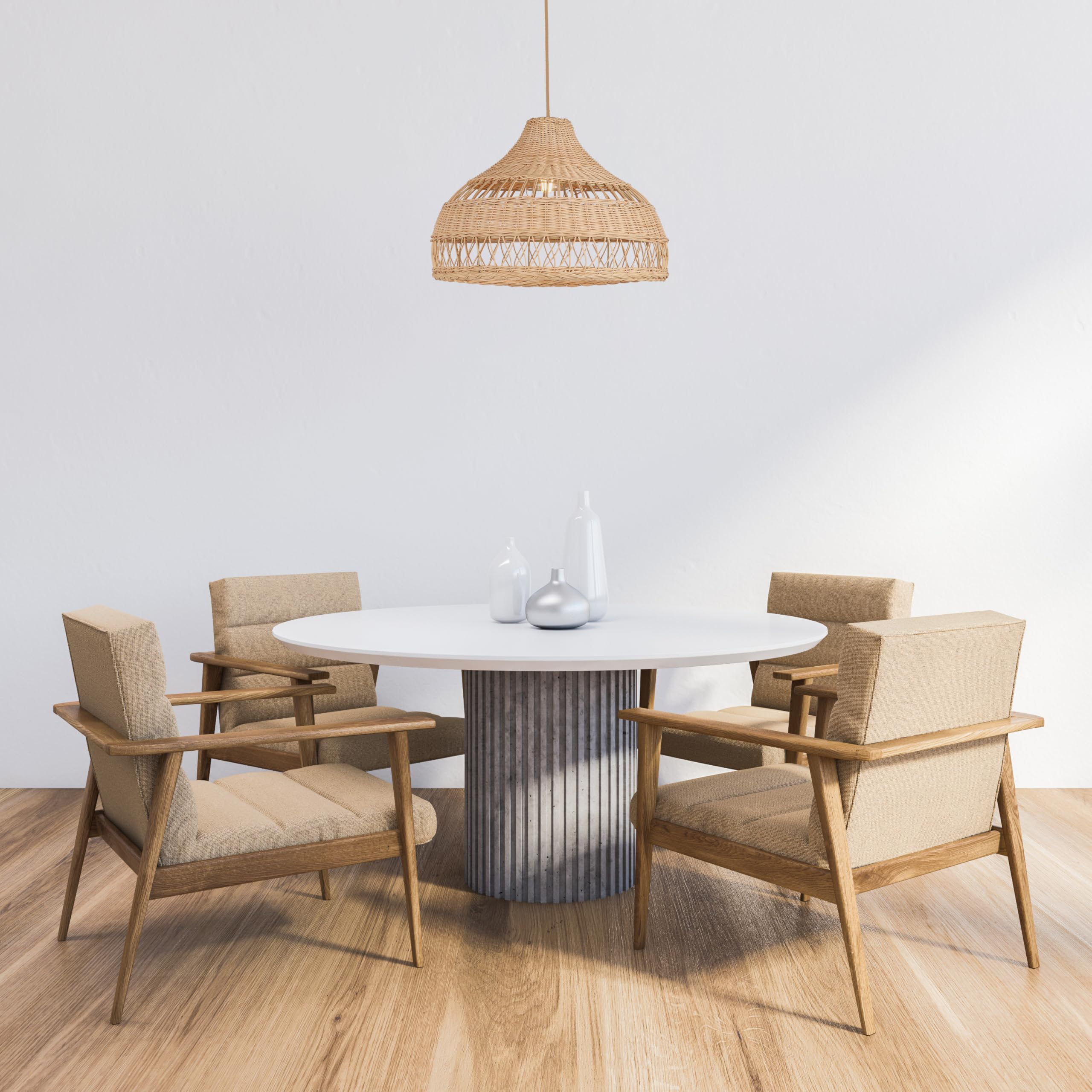 Sulion - Lámpara de Techo BOHO Fibras Naturales | Luz E27 Regulable | Diseño Bohemio y Acogedor | Ratán Artesanal | Iluminación Decorativa para Salón y Dormitorio