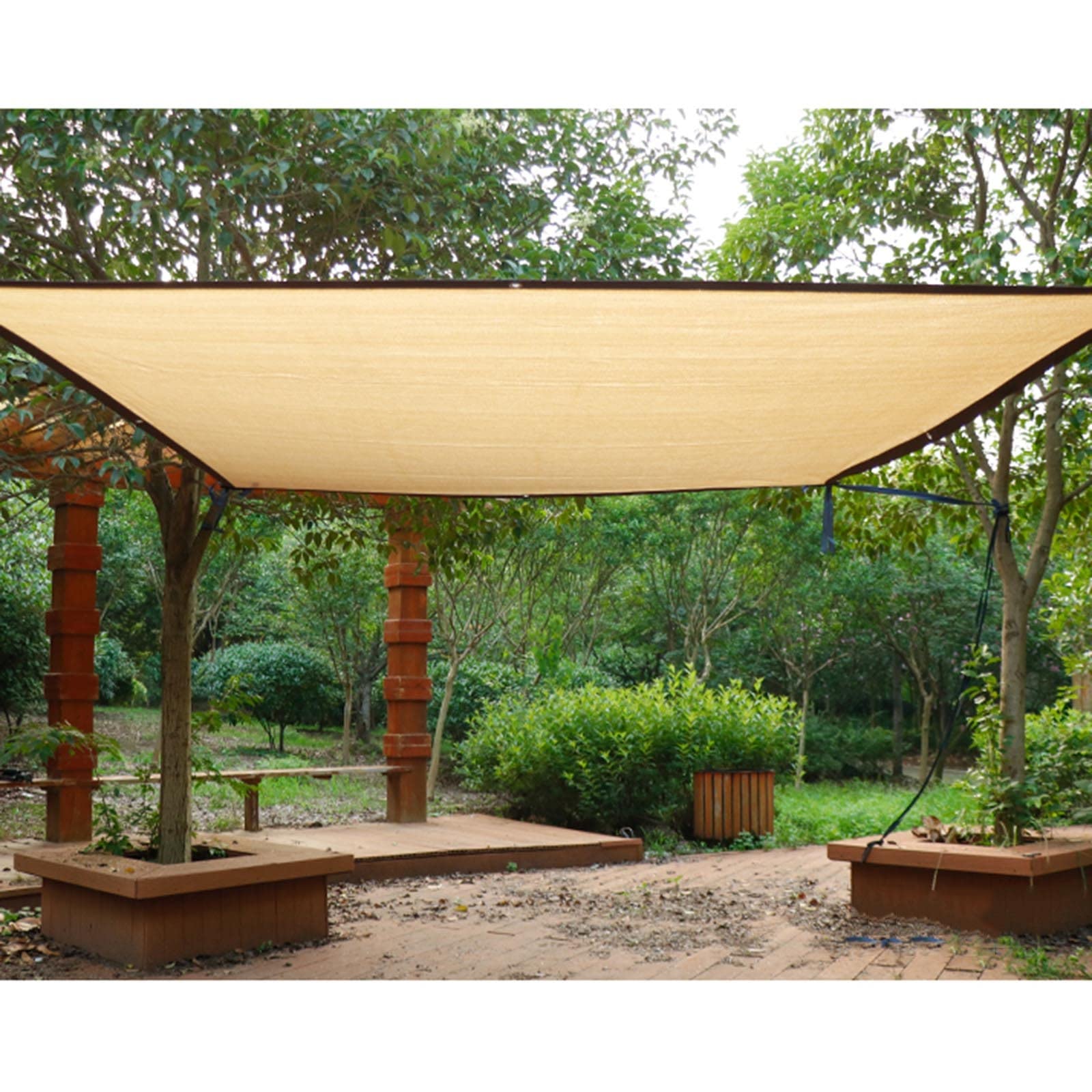 Red de sombra beige de 10 x 10 m, protección UV, 90 % de protección solar, tela de sombra para patio, jardín, pérgola, invernadero, lona de malla duradera con ojales