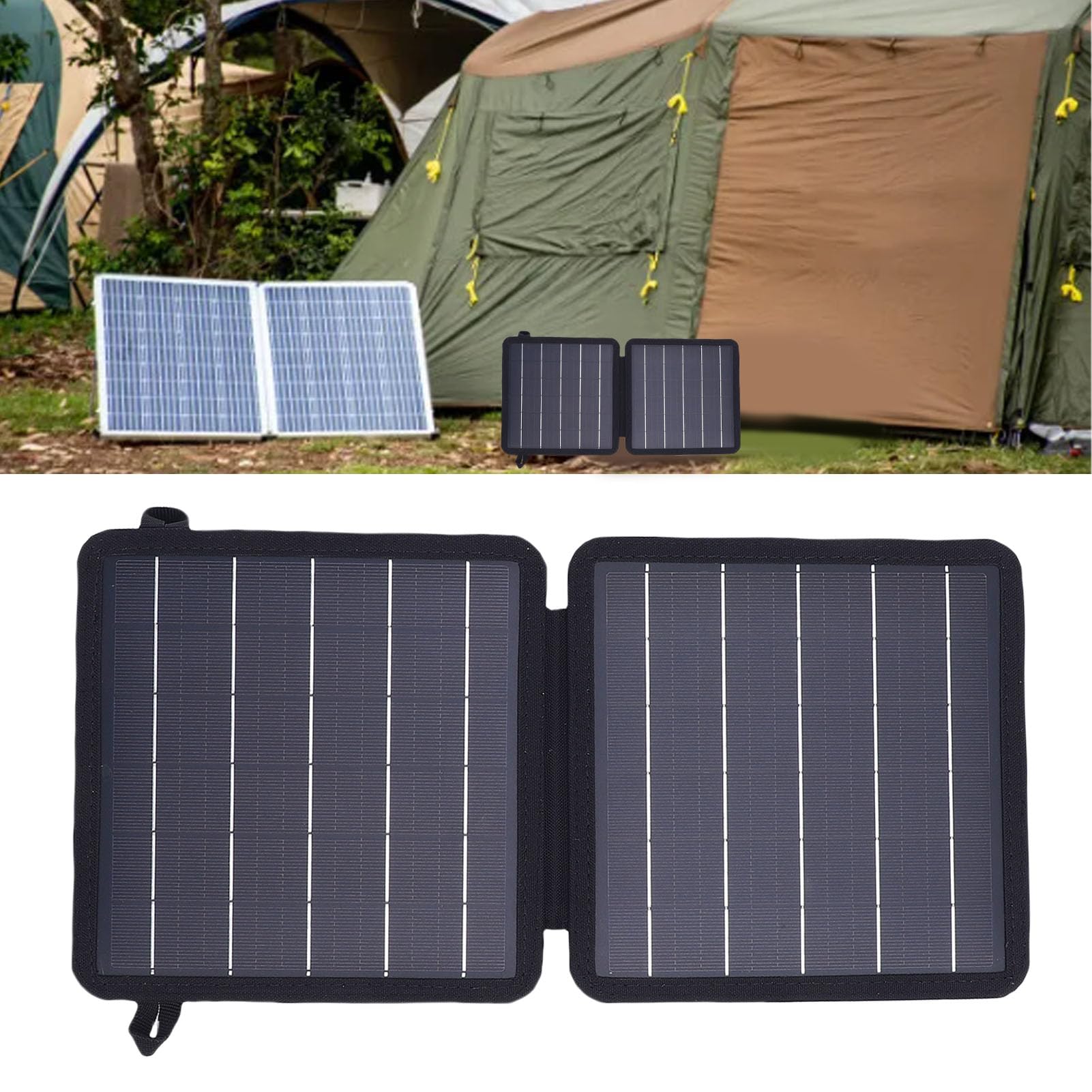 YWBL-WH Cargador Portátil de Panel Solar Plegable de 10 W con Salidas USB C USB A Cargador Solar Monocristalino para Acampar Senderismo Carga de Tableta de Teléfono Al Aire Libre