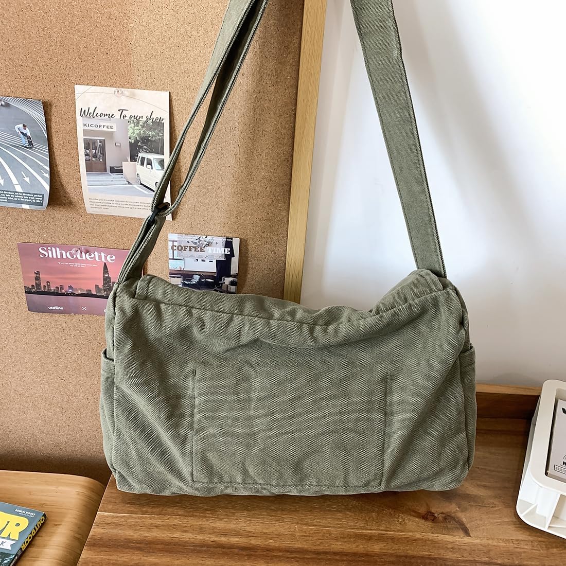 Collsants Messenger Bag for Women Men Satchel Bag Canvas Crossbody Shoulder Bag Casual Sling Bag - Image 4