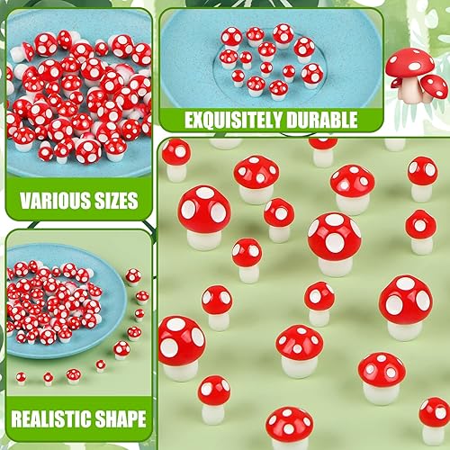 Miniatura 4 de 50 figuras miniatura de hongos miniatura para hadas, animales de jardín, modelo, hongos pequeños, adornos de musgo, paisaje, decoración en