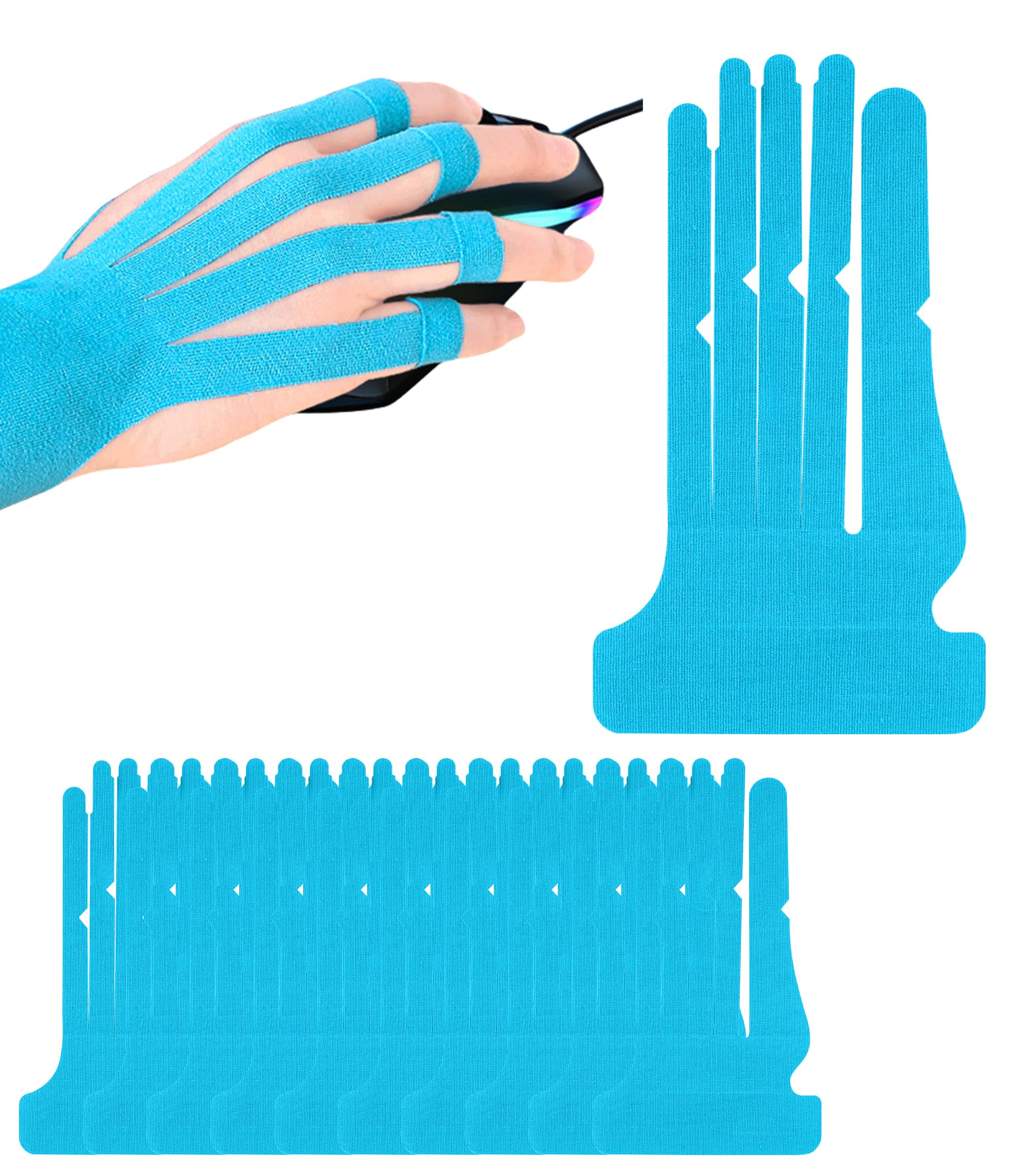 Precut - Nastro kinesiotapes per mano, 10 pezzi kinesiotapes tendinite, delicato sulla pelle con comfort perfetto, impermeabile e elastico, mano destra