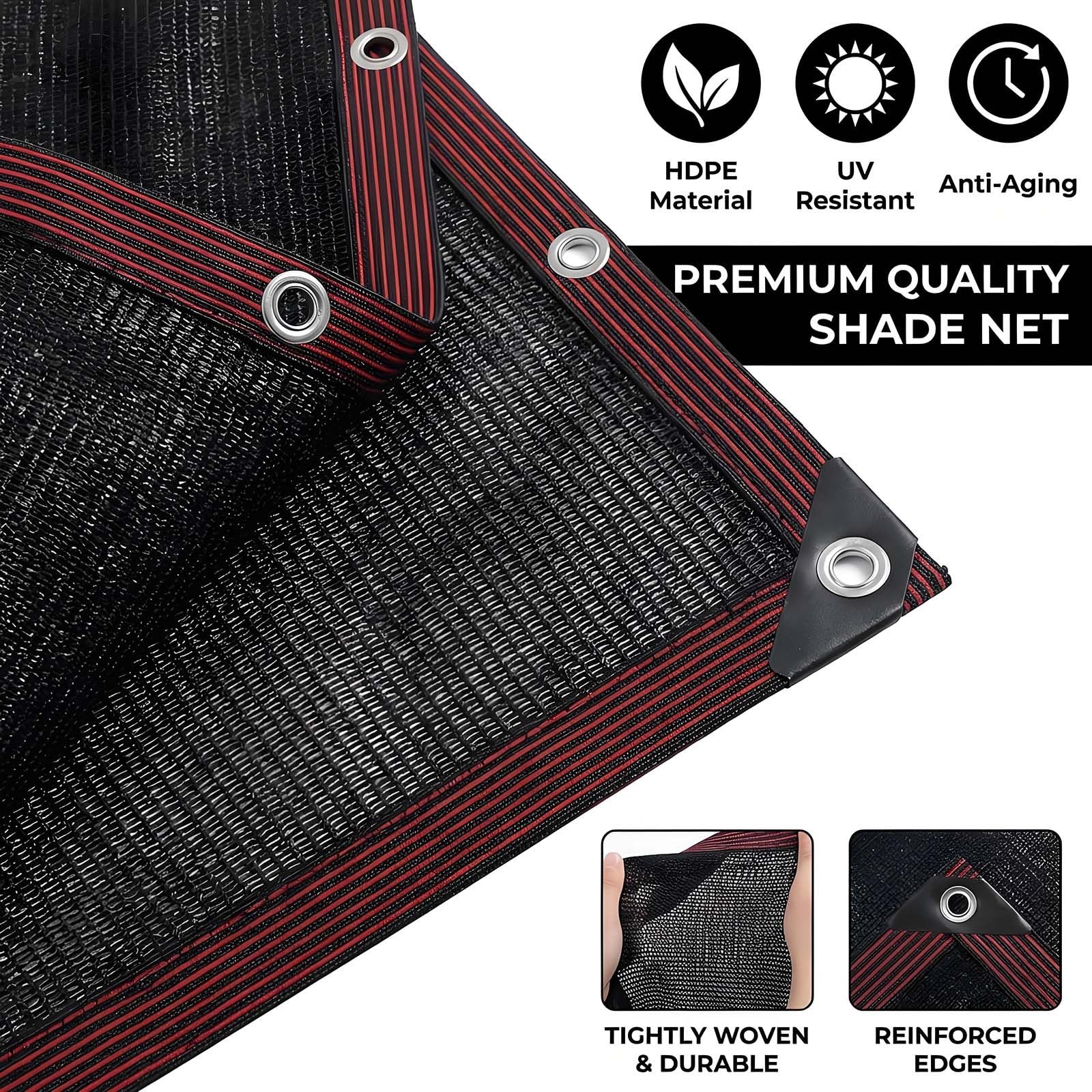 Red de sombra de jardín negra resistente, 90 % de protección UV, lona de malla transpirable con ojales, tela de sombra para invernadero, patio, pérgola (4 x 8 m)