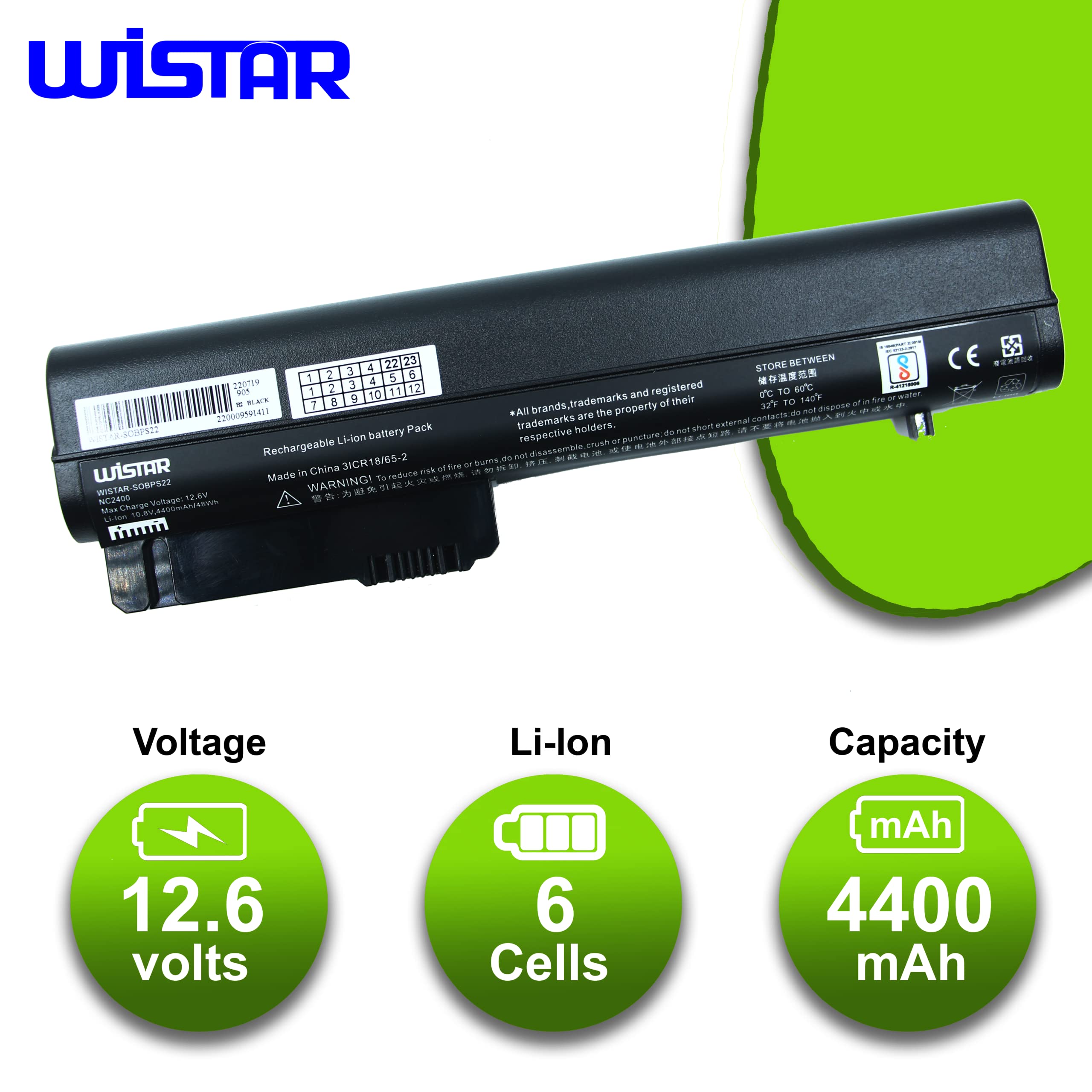 HP EliteBook ノートPC 2540P バッテリー不良 WISTAR Laptop Battery Compatible for HP EliteBook 2530P 2540P HP