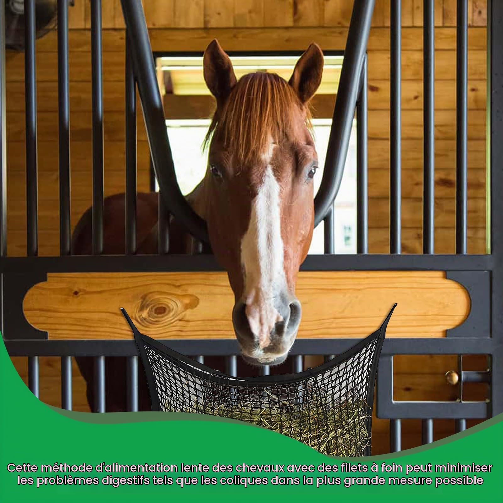 Vegena 2pcs Filet À Foin Pour Chevaux, Filet À Foin Sac À Foin Pour Chevaux Filets À Foin Filet D'alimentation Filet De Nourriture Pour Foin Pour Une Alimentation Adaptée À L'espèce 90 x 60cm