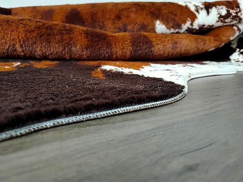 Miniatura 5 de JACCAWS Alfombra de piel de vaca sintética grande (6.2 x 8.2 pies), alfombra con estampado de vaca tricolor con patrón natural, alfombra de piel de