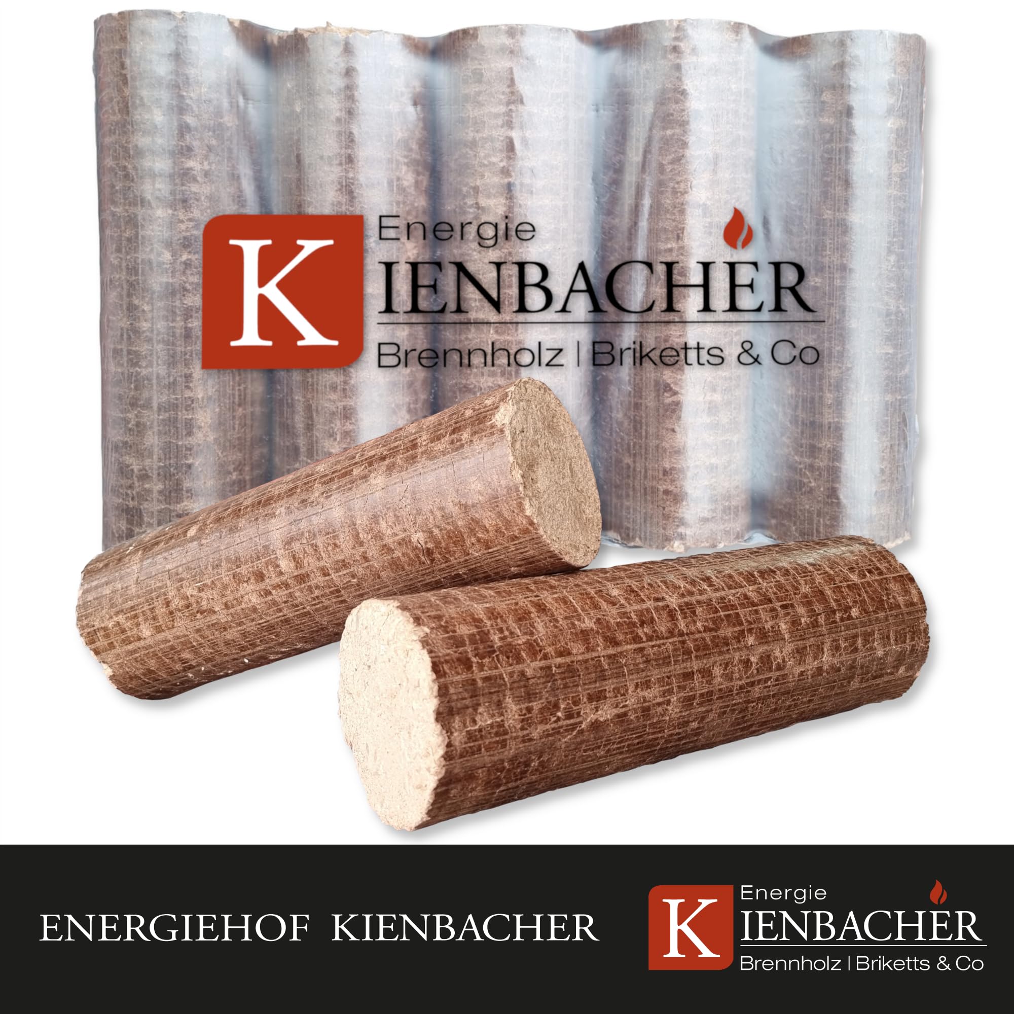960kg Palette Nestro Premium Hartholzbriketts Kamin Ofen Holz Gluthalter Eiche und/oder Buche PE-Bags Holzbrikett Rund Energie Kienbacher
