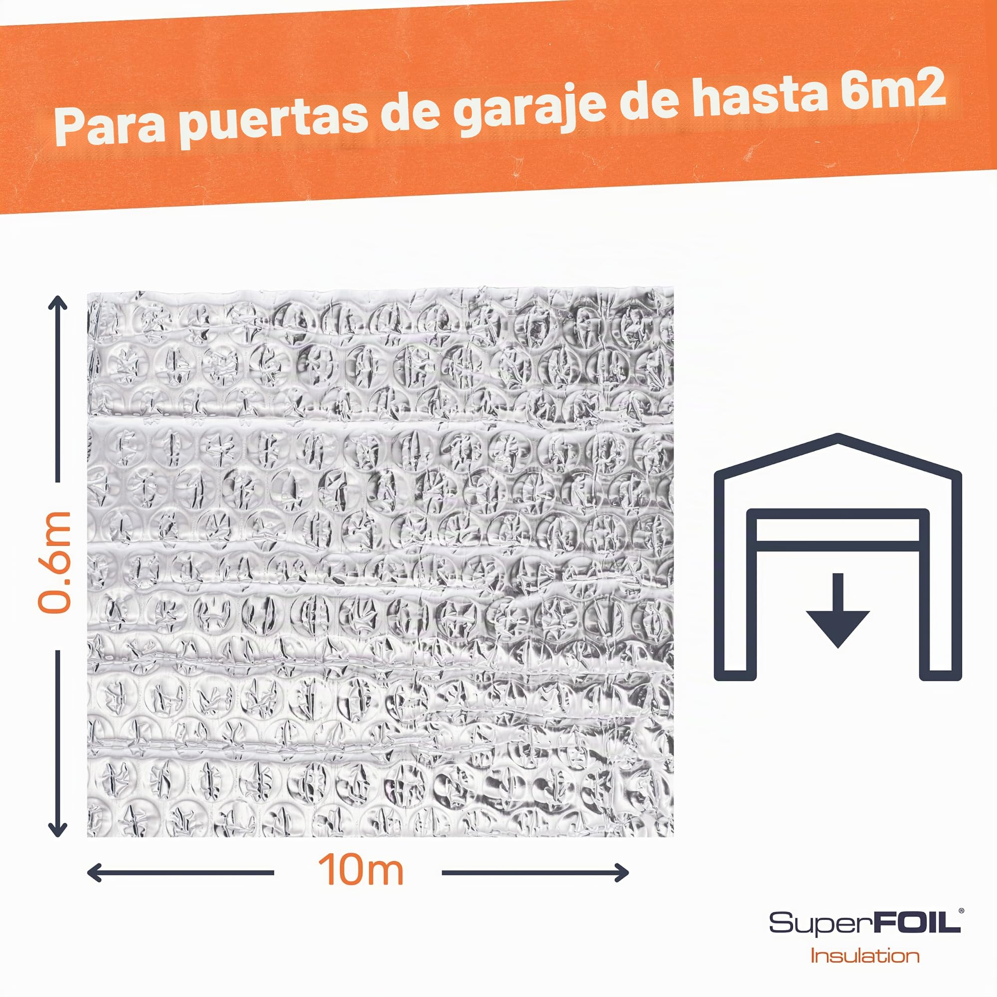 SuperFOIL Kit de Aislamiento para Puertas de Garaje - Solución Hazlo-Tú-Mismo para Ahorrar Energía - Aislamiento Térmico Duradero 3-en-1 con Barrera Reflectante y Barrera de Vapor