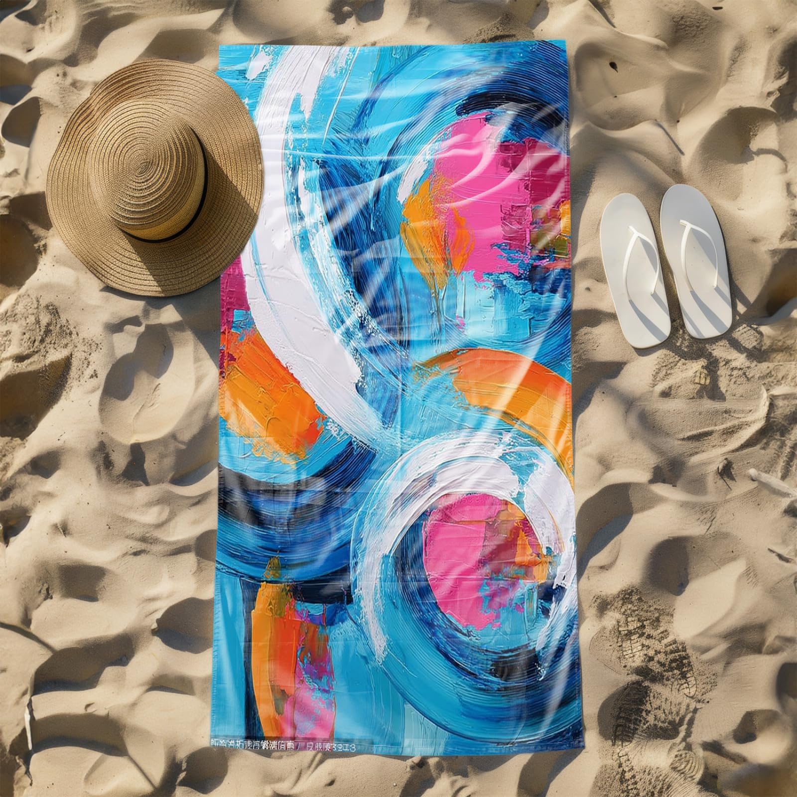 Genérico Toalla Playa Grande Abstracto Azul Naranja Microfibra Secado Rápido Oversize Toalla Sin Arena Súper Ligera Piscina Camping Picnic Yoga Gimnasio Y Deportes Viaje