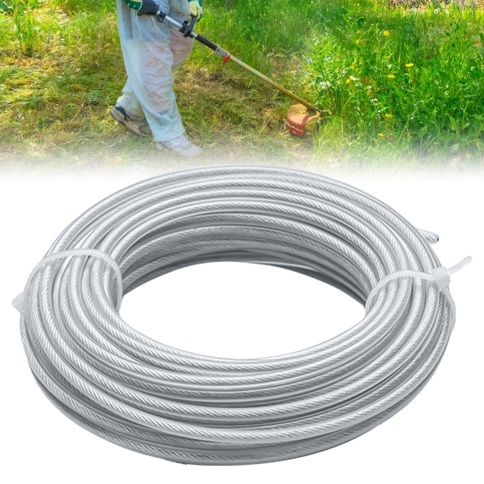 Hilo de 3,0 mm x 50 M para desbrozadora, hilo de acero para cortabordes, hilo de acero para desbrozadora, hilo para desbrozadora, hilo de acero para desbrozadora, hilo para cortabordes, hilo para
