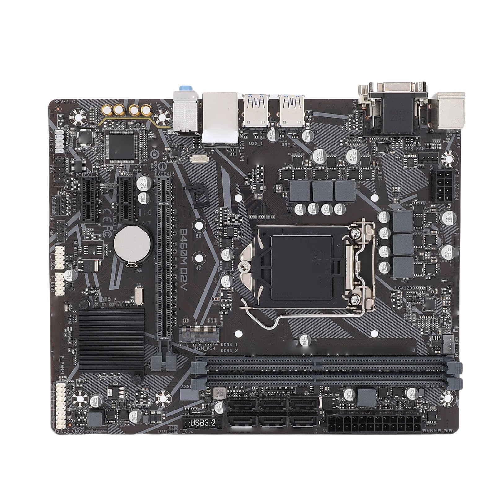 GOWENIC Scheda madre per computer B460M D2V, LGA 1200 DDR4 M ATX PC Gaming per Core i9 i7 i5 i3, Serial ATA III, porta DVI e VGA, USB 3.2, USB 2.0, 1xPCI E X1