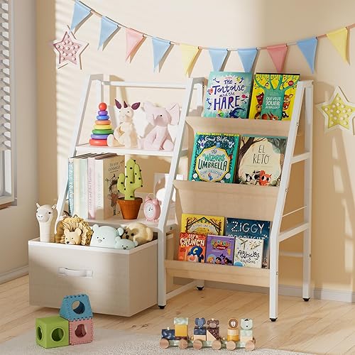 Estantería infantil de 3 niveles y organizador de juguetes con cajón móvil, estantería Montessori organizador de juguetes, estantería para niños