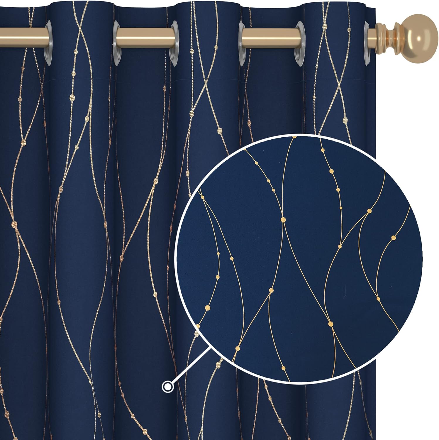 Deconovo Blackout Curtains - Thermal Insulated, Noise-Reducing Window Drapes for Bedroom, Living Room -2 Panels, Navy Blue, 52W x 95L Navy Blue 52"W x 95"L (Pack of 2)
