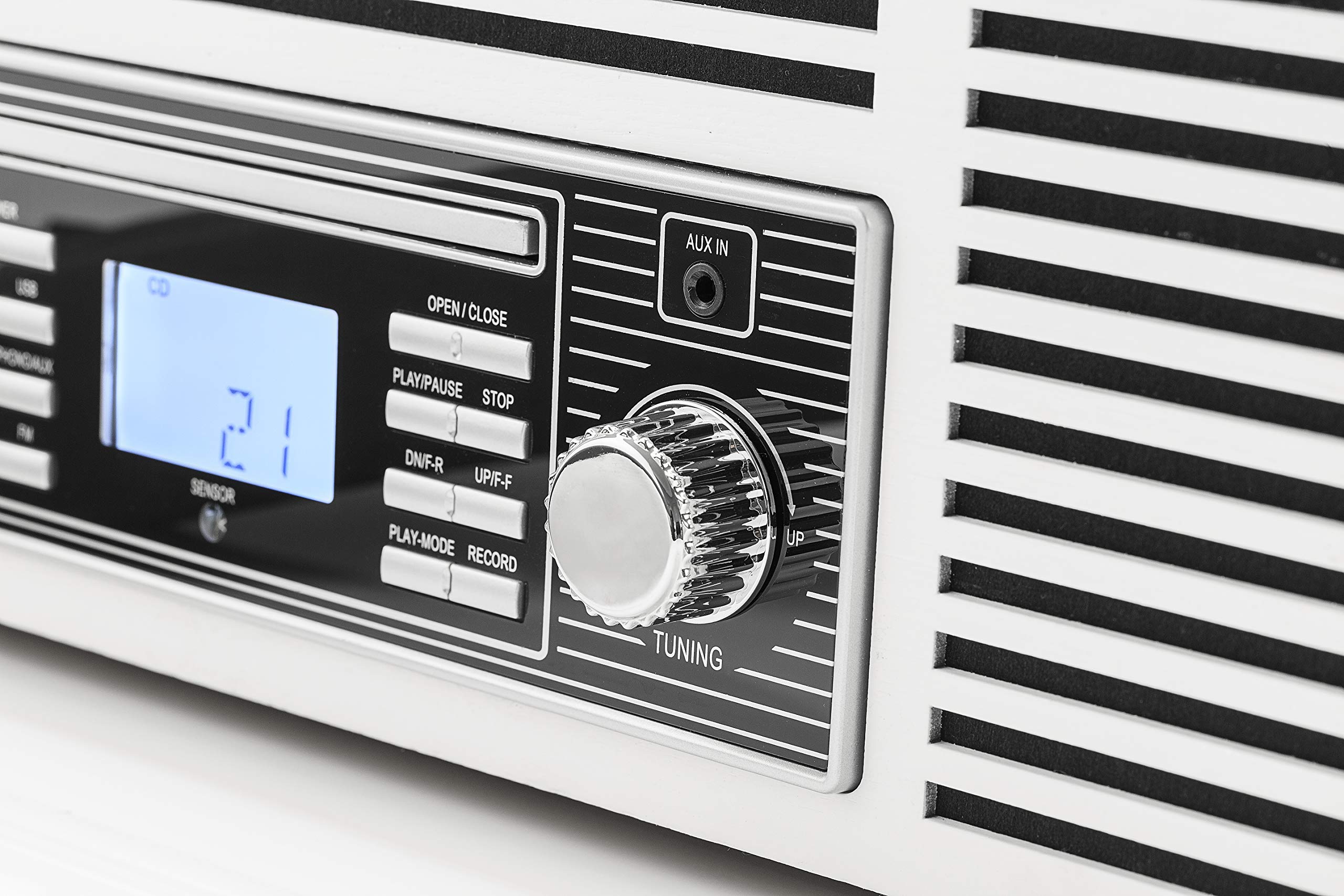 Dual NR 7 Stereo-Nostalgie Musikanlage mit Plattenspieler (UKW-Tuner, CD-RW, MP3, USB, Bluetooth, Aux-In) braun