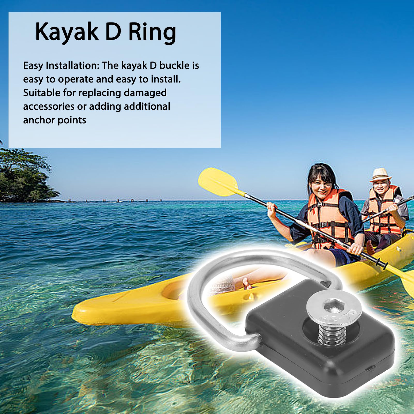 equlup Kayak D Ring, 6Pcs Kayak Plastic Stainless Steel Material Sailing Buckle Parts Fishing Rigging D Ring Sailing Camping Hardware Safety Deck Loop Mounting for Boat Canoe