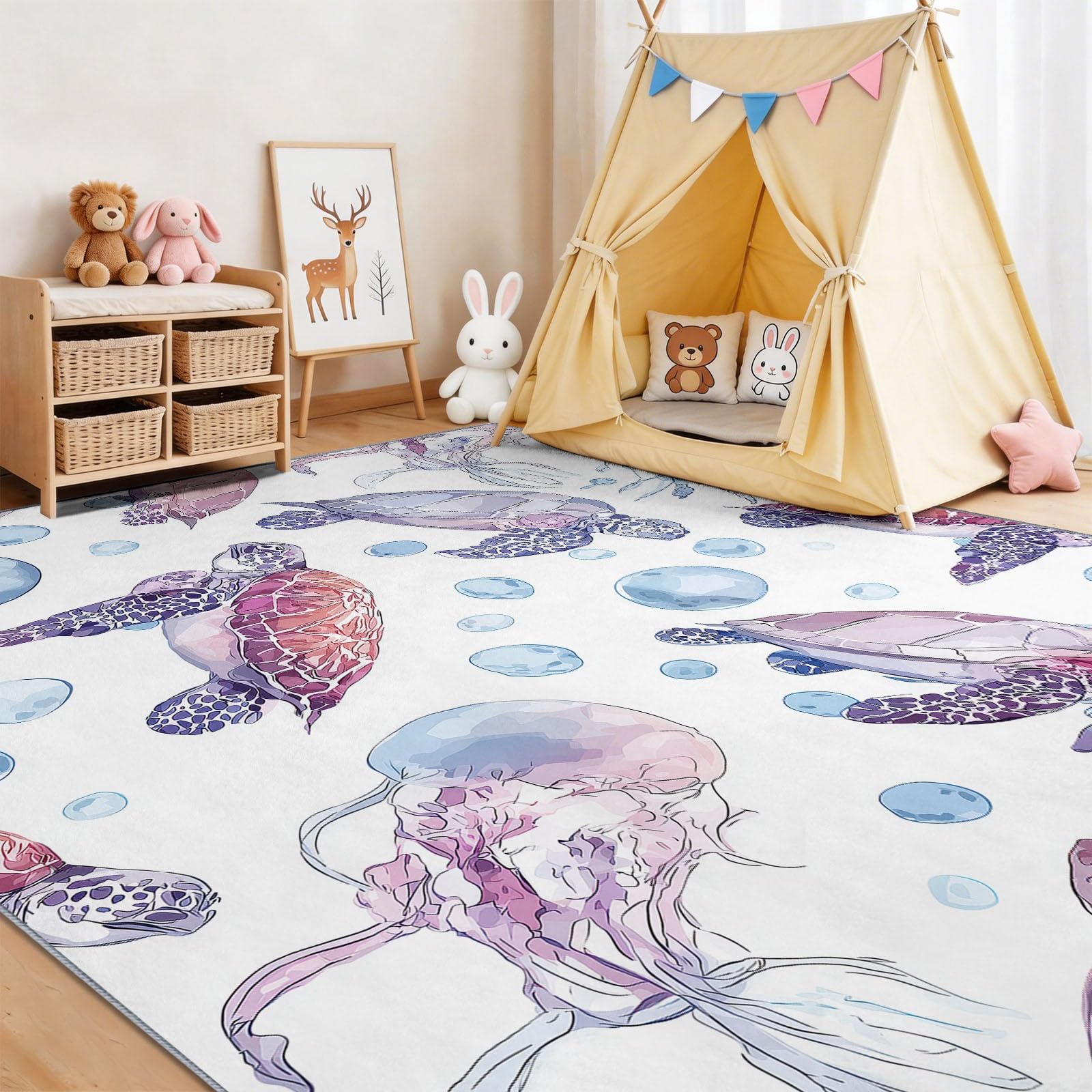 Generico Tappeto Lavabile in Lavatrice - 90 x 150 cm Tappeto Antiscivolo & Pelo Corto, Pratico e Facile da Pulire, Ideale per Soggiorno, Cucina e Aree ad Alto Traffico