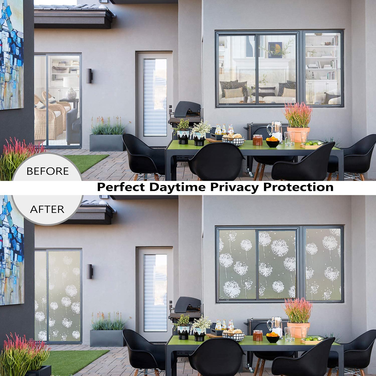 Película para ventanas Película de ventana mate 3D, película autoadhesiva de vidrieras de privacidad, pegatina de ventana esmerilada for puerta de casa Película opaca para ventanas(60 x 200 cm)