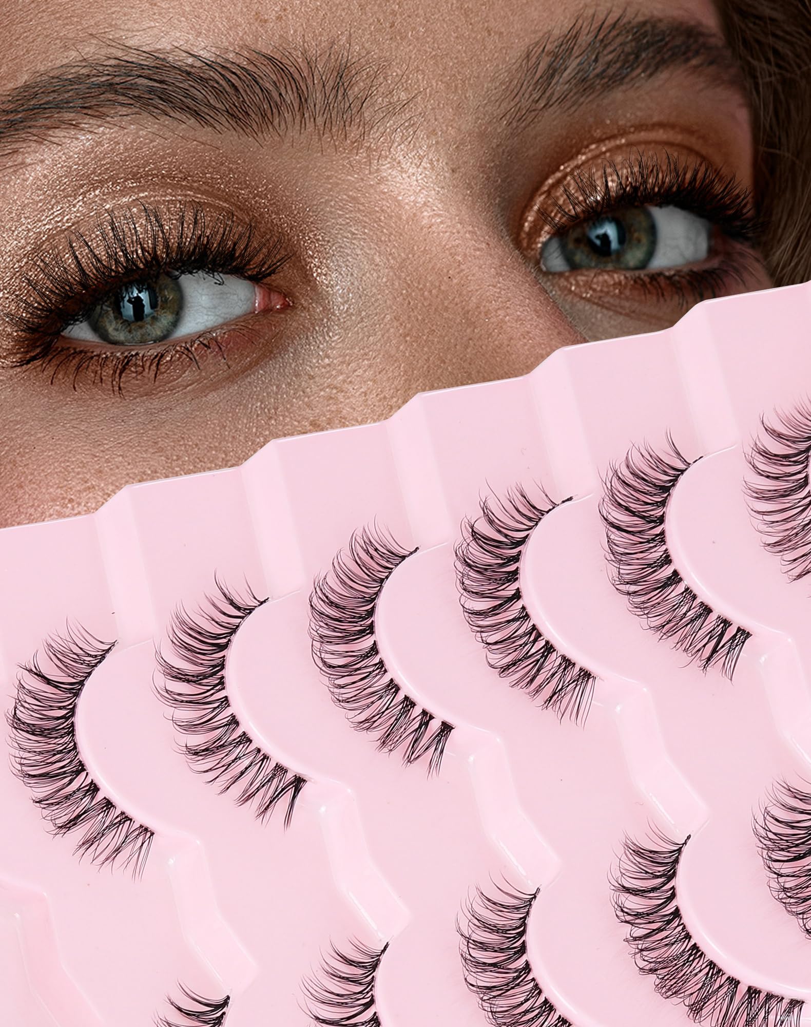 Short Strip Lashes Natural Eyelashes Wispy Lashes Fluffy Mink Lashes C Curl Eye Lashes Soft Small False Eyelashes