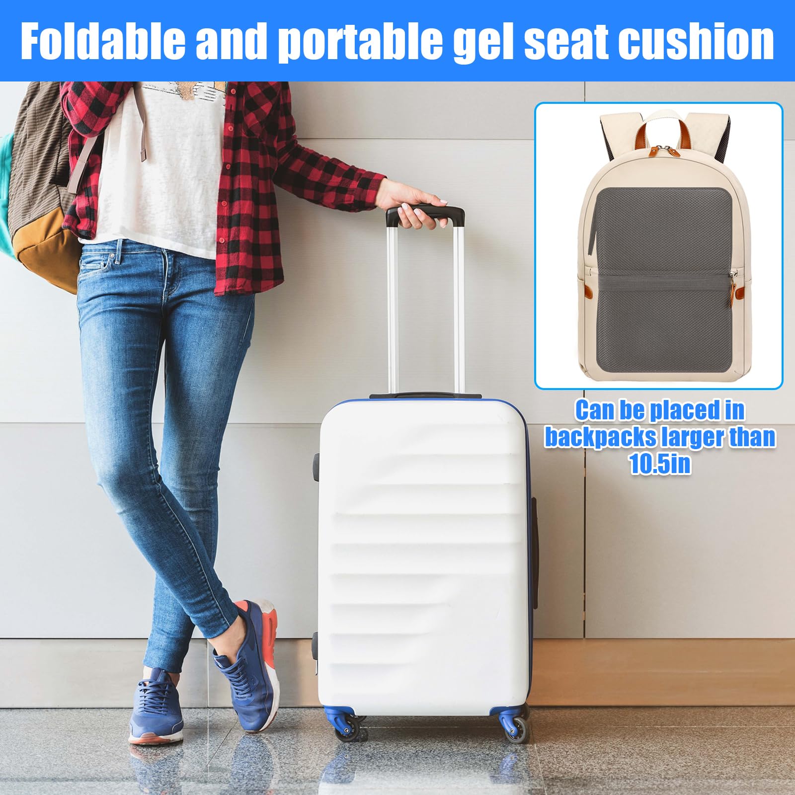 Cuscino Da Seduta In Gel Portatile Masteymoh – Spesso 3,2 Cm, Pieghevole, Antiscivolo – Per Viaggi E Ufficio - 2