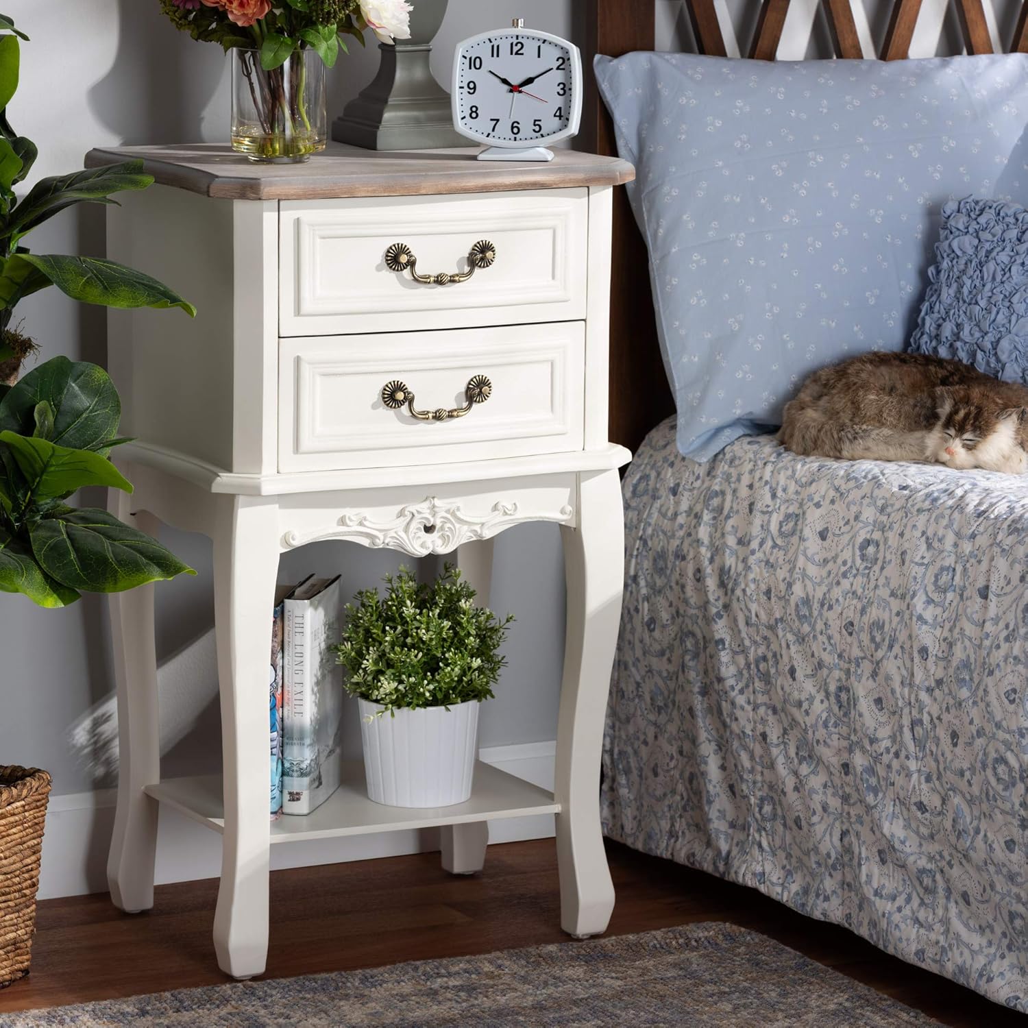 Baxton Studio Nightstands, White/Oak