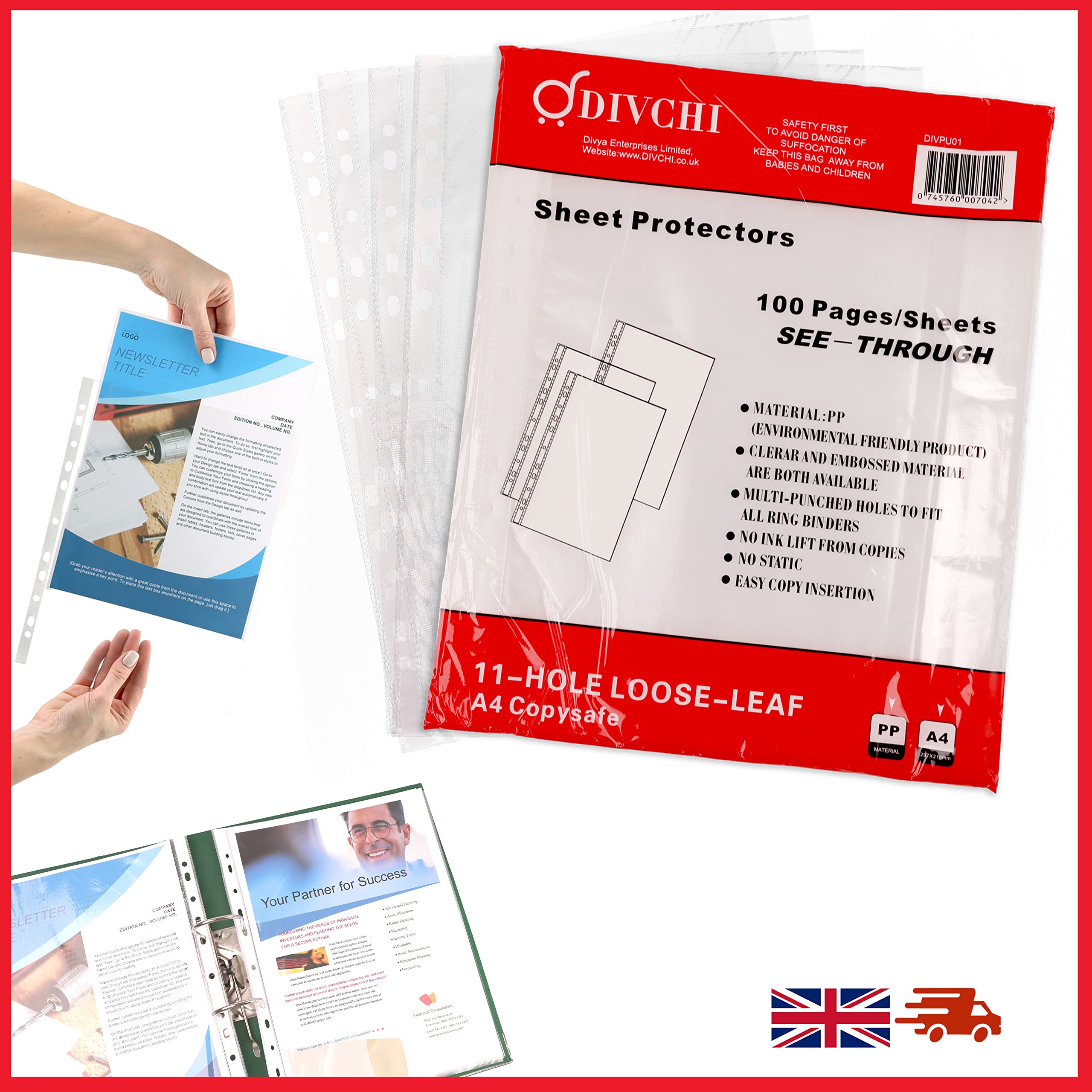 Paquet de 100 Pochettes perforées A4 40 Microns - Protection pour documents