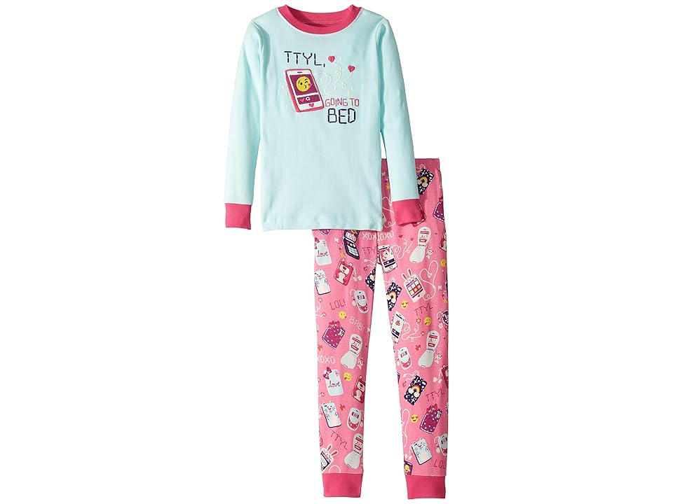 

Hatley Kids TTYL Organic Cotton Applique Pajama Set (Toddler/Little Kids/Big Kids) (Pink) Girl's Pajama Sets