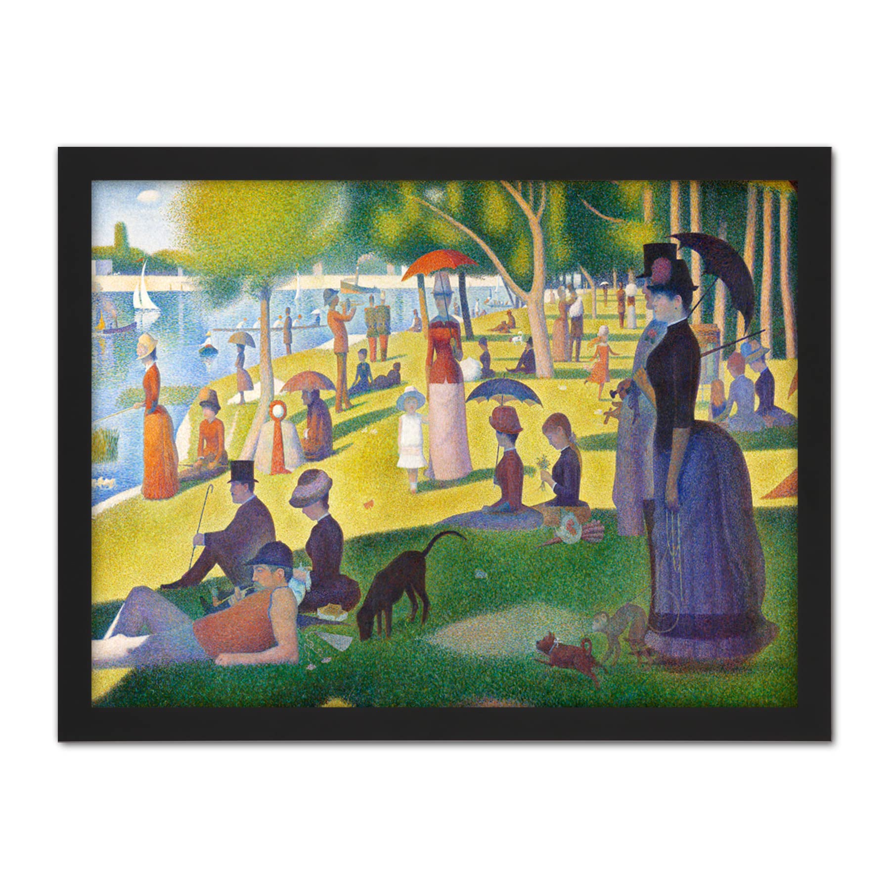 Seurat Sunday Afternoon La Grande Jatte Painting Large Framed Art Print Poster Wall Decor 18x24 in