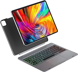 doqo iPad pro 12.9 6th/5th/4th/3rd Keyboard Case, ipad case with Keyboard for iPad Pro 12.9 inch 6th/5th/4th/3rd(2022-2018) Generation, 7 Colors Backlit Bluetooth Detachable Keyboard with touchpad