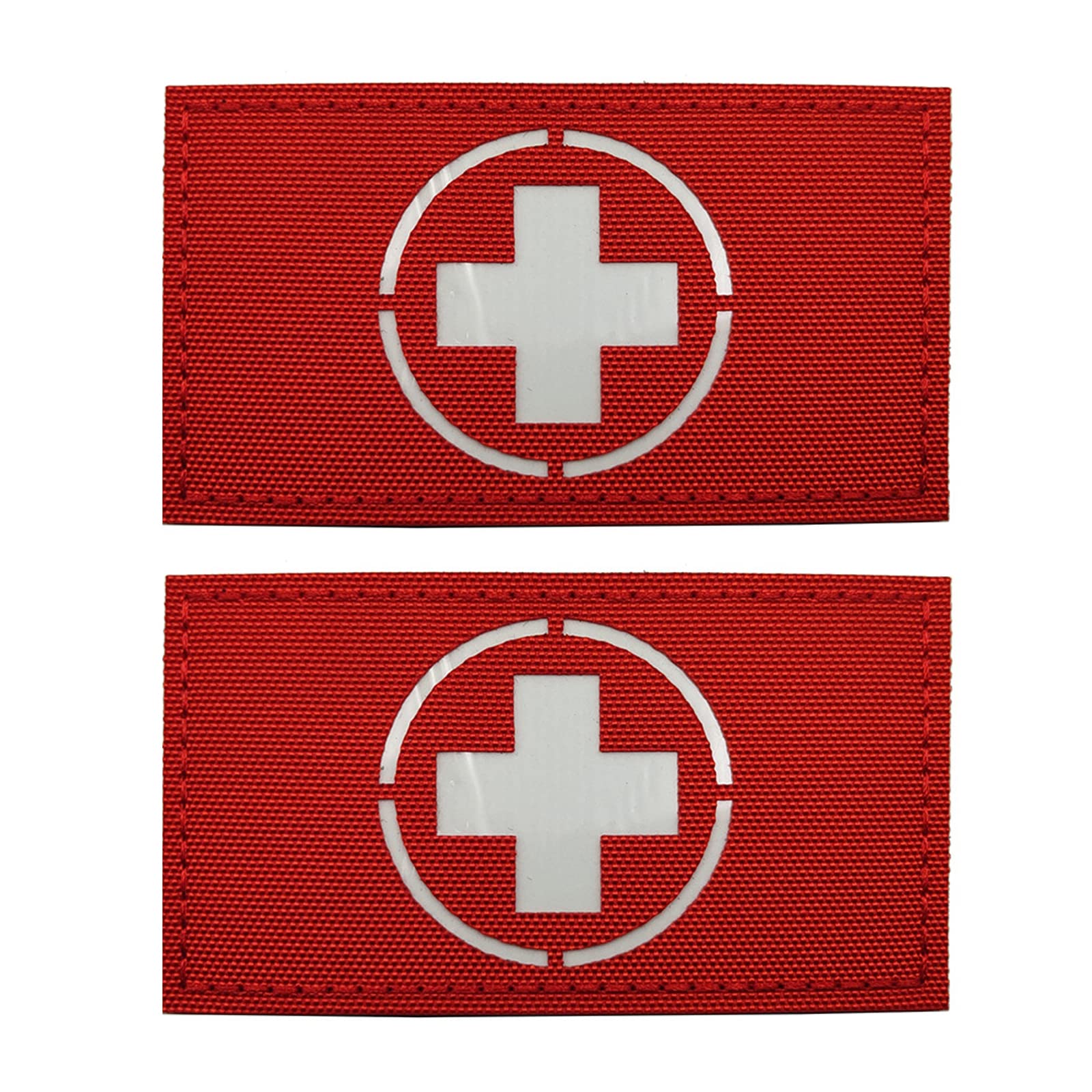 Military Patches, Glow in Dark Medic Cross First Aid Badges, EMS EMT MED Medical Rescue Tactical Morale Combat Armband Badges Hook and Loop Appliques, 2 Pieces (B)