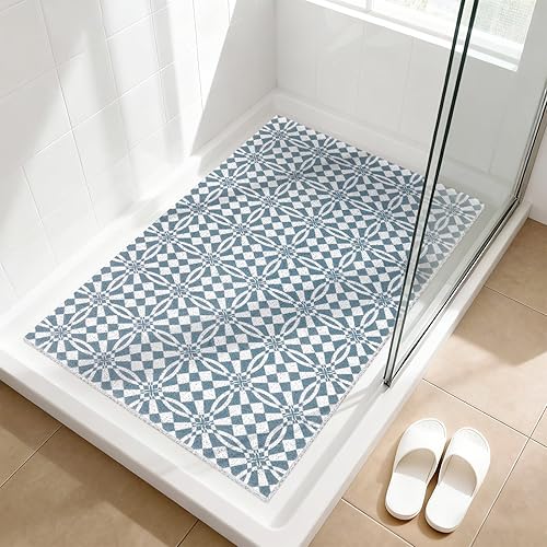 Tapete de ducha antideslizante de secado rápido antideslizante para ducha interior, tapete de PVC suave para pies, tapete de baño extra grande para