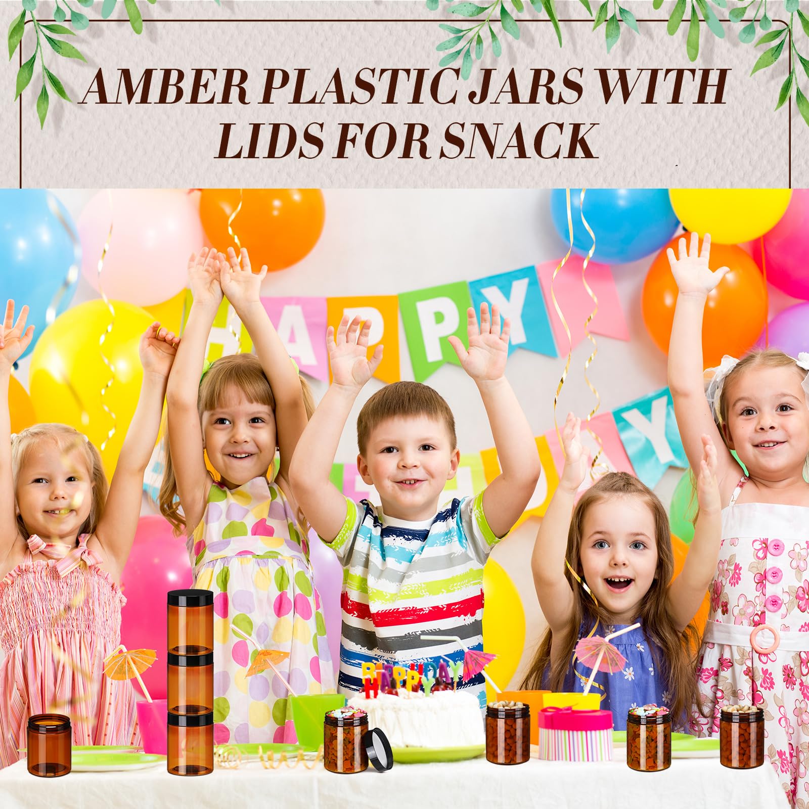 Tanlade 24 Pcs 16 oz Amber Plastic Jars with Lids Round Cosmetic Containers Leak Proof Refillable Empty Containers for Creams Lotion Body Butter Oil Ointments Powders Beauty Products Travel Storage