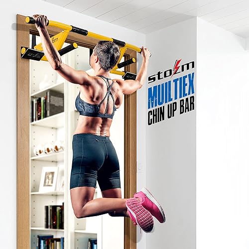 Miniatura 2 de STOZM MultiEx - Barra de barbilla para puerta con múltiples opciones de color, capacidad de empuje, posiciones de agarre protegidas por TPE,