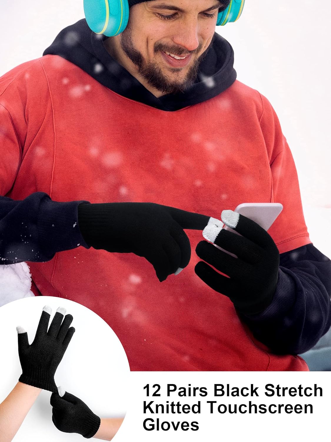 48 Pack Winter Warm Beanie Hat Neck Warmer Set for Men Women - Knitted Hat With Touchscreen Gloves, Neck Gaiter, Warm Sock - Homeless Care Charity Donation Multicolor - Image 6