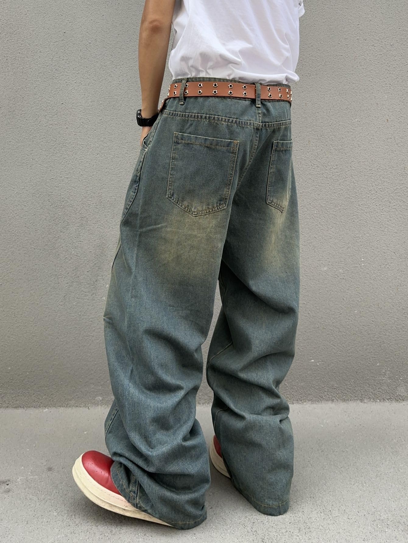 Zewool Jeans Baggy da Uomo con Cuciture Irregolari – Pantaloni in Denim Wide Leg Y2K Hip Hop Moda Casual Streetwear