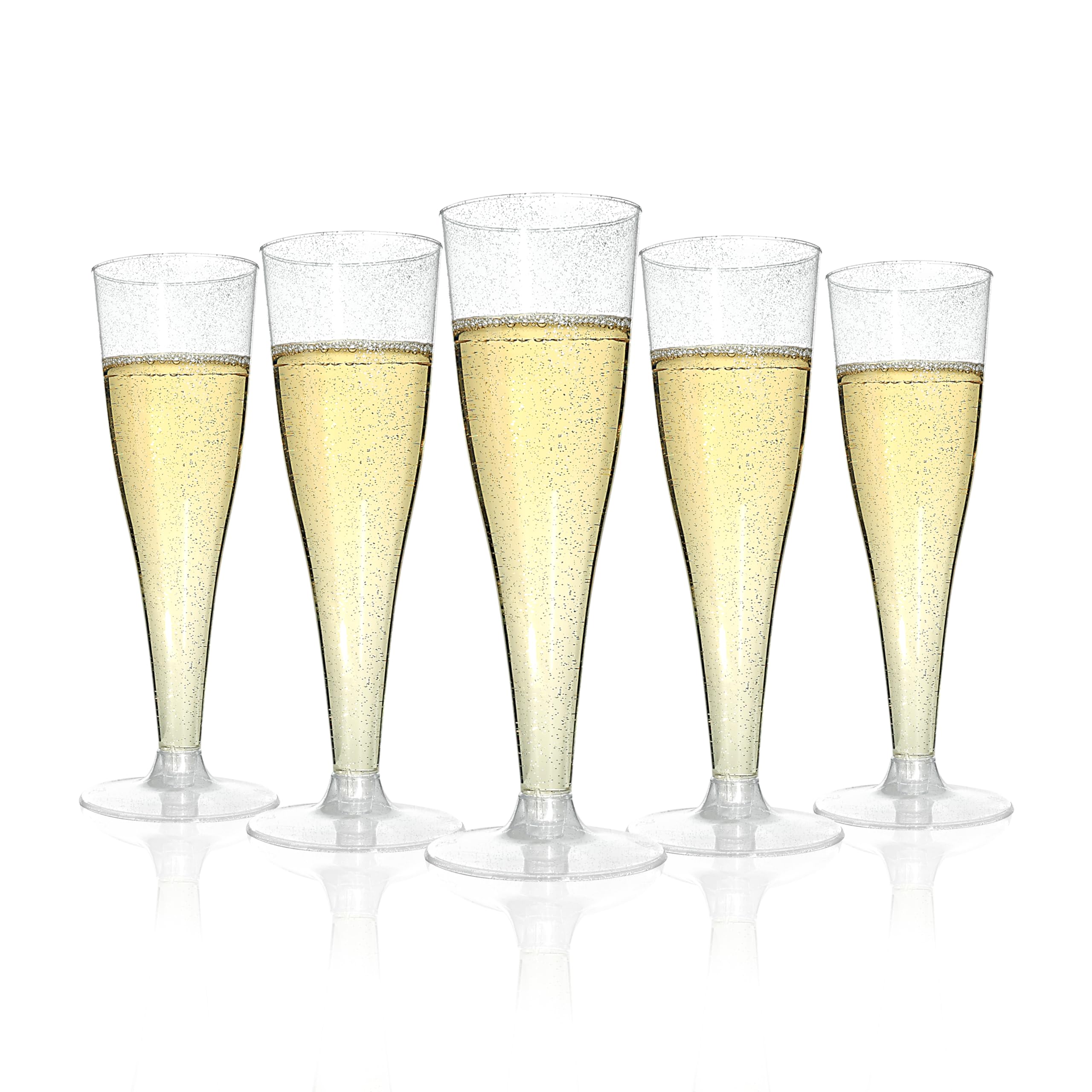 Amazon.com | Bestluck 50 Pack Champagne Flutes Plastic, 4.5 oz Silver ...