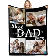 Fathers Day Personalized Gifts for Dad from Daughter Son Gifts for Men Custom Blankets with Photo Customized Memories Souvenir Throw Blanket for Best Daddy Ever