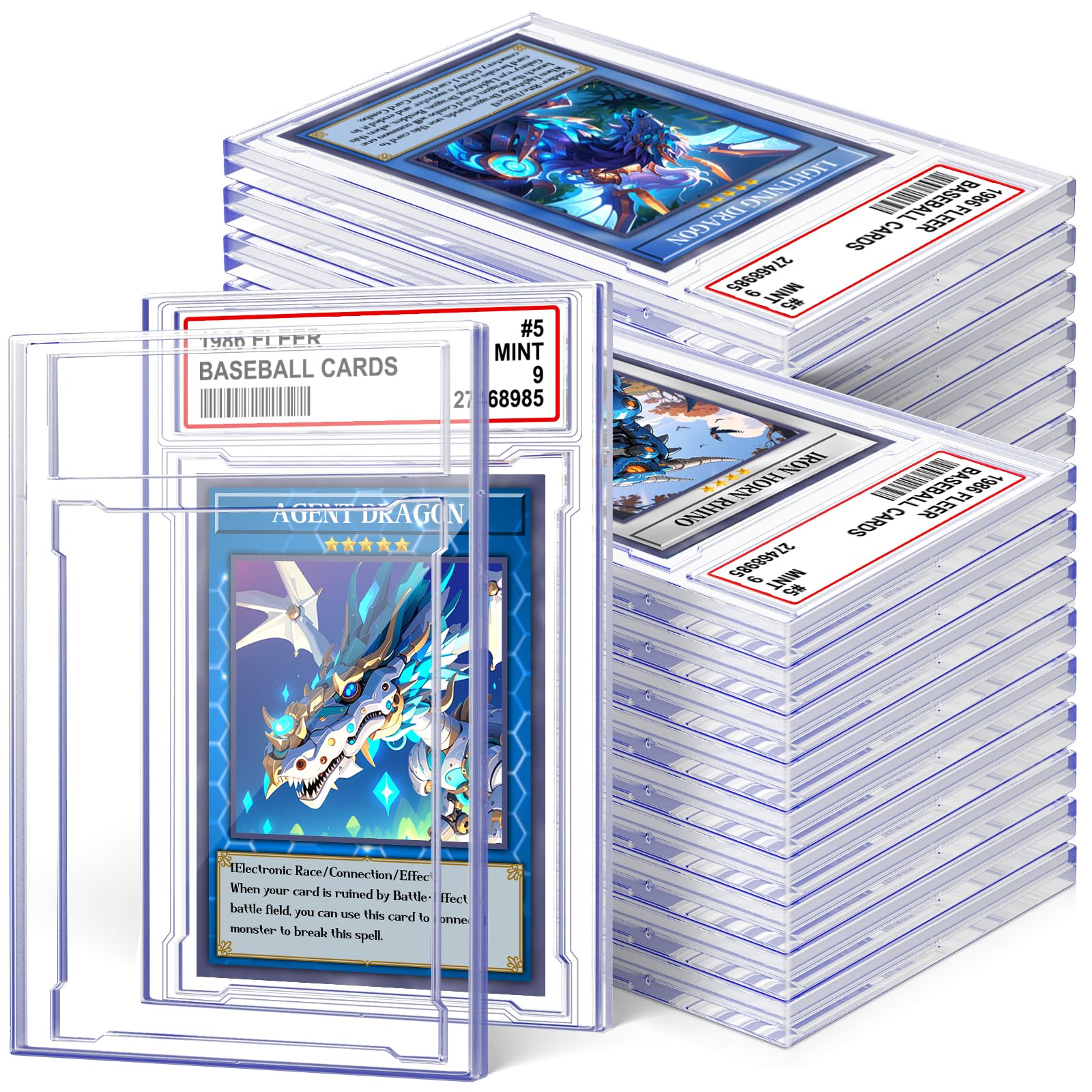 24 PCS Card Case Holder for Trading Cards, Acrylic Graded Card Slab Baseball Card Protectors with Label Position Fit for MTG TCG and Sport Cards Storage and Display : Toys &