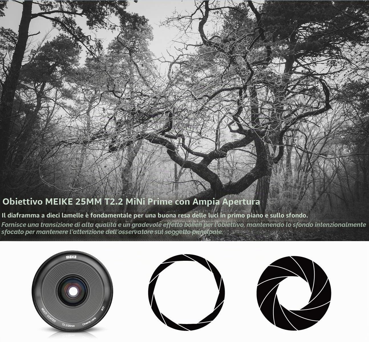 Meike 25mm T2.2 Manual Focus Prime Mini Cinema Lens for Micro Four Thirds MFT M43 Mount Cameras and BMPCC