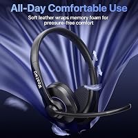Weatwo Bluetooth Headset CVC8.0 Zajszűrő Dupla Mikrofonnal, 30+ Óra Beszédidő, Vezeték Nélküli Fülhallgató PC Mobil Irodai Használatra 4